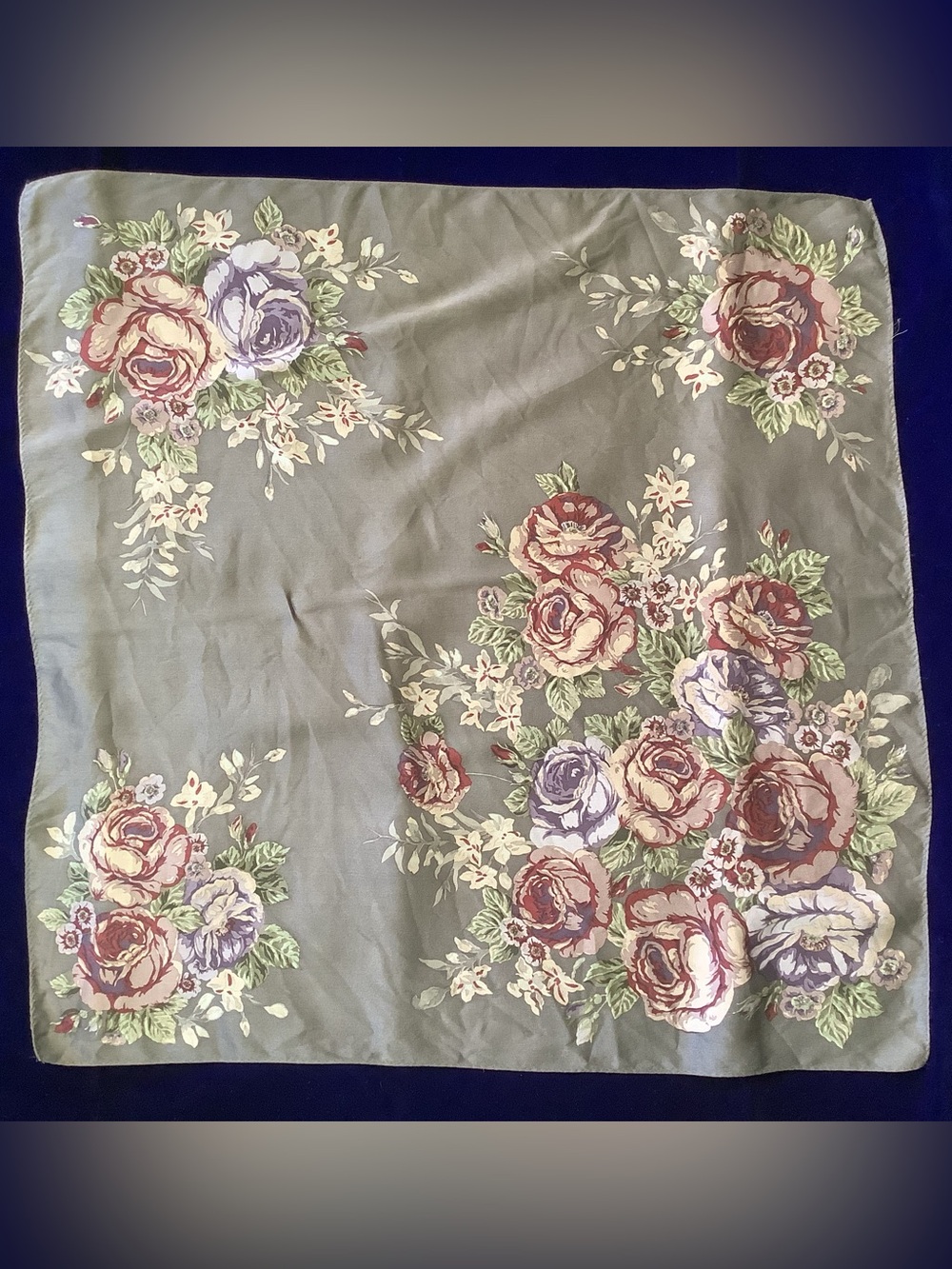 Floral Rose Bouquet Scarf in Sage Green